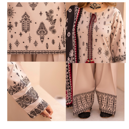 "Mishaal" Khat Edition Luxury Embroidered Farshi Shalwar 3 Piece by Karma Collection