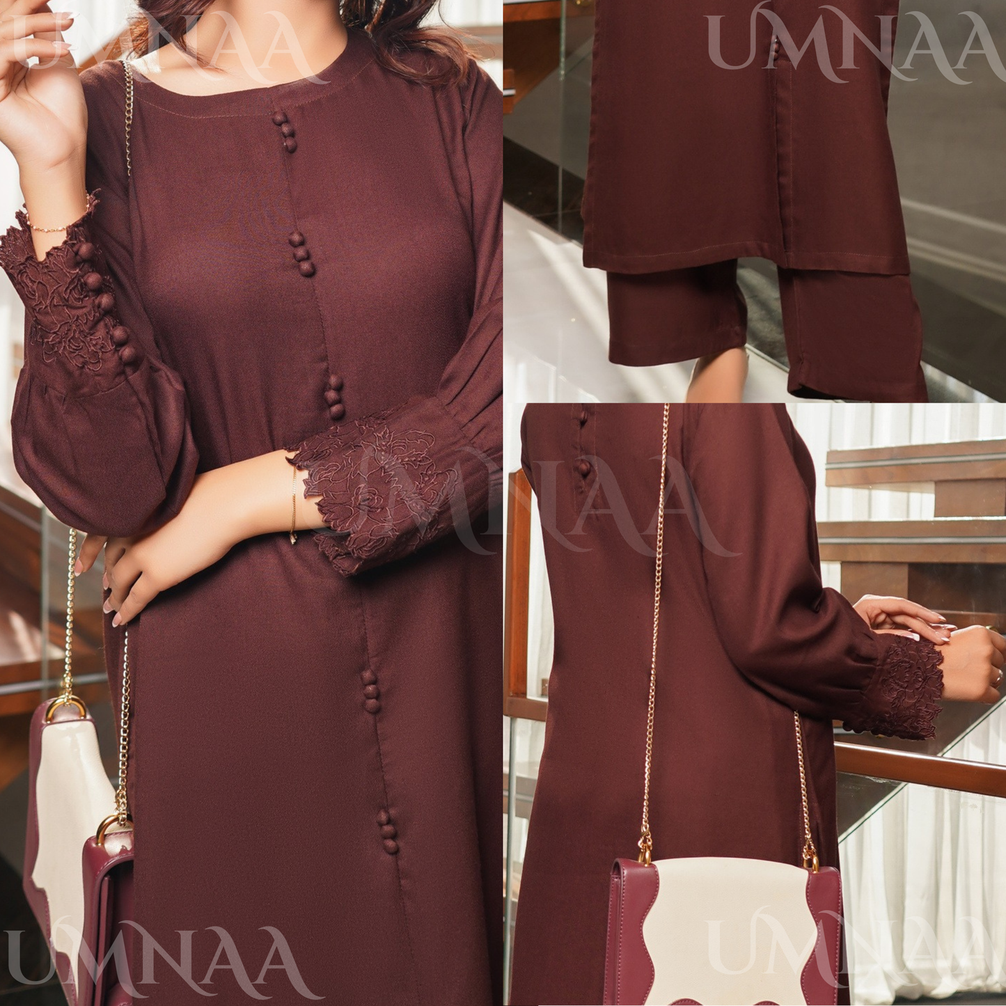 UMS-53 Solid Embroidered Dhanak Co-Ords Set | Ready to Wear | Simrans