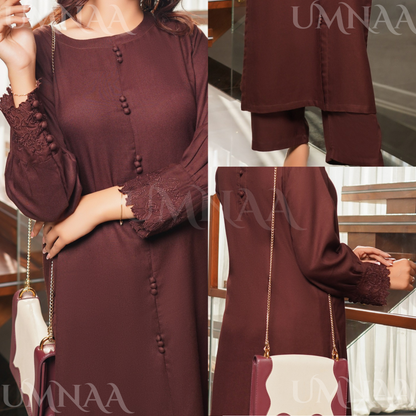 UMS-53 Solid Embroidered Dhanak Co-Ords Set | Ready to Wear | Simrans