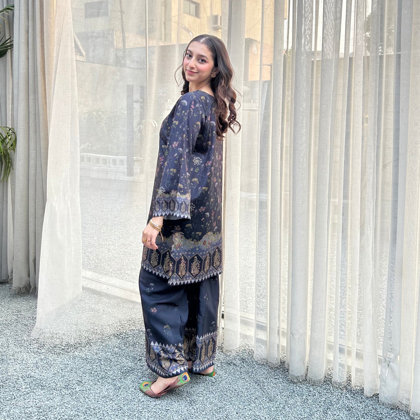 UA-169 Silk Printed Co-Ords Set by Umnaa | Ready to Wear Modest fashion Asian