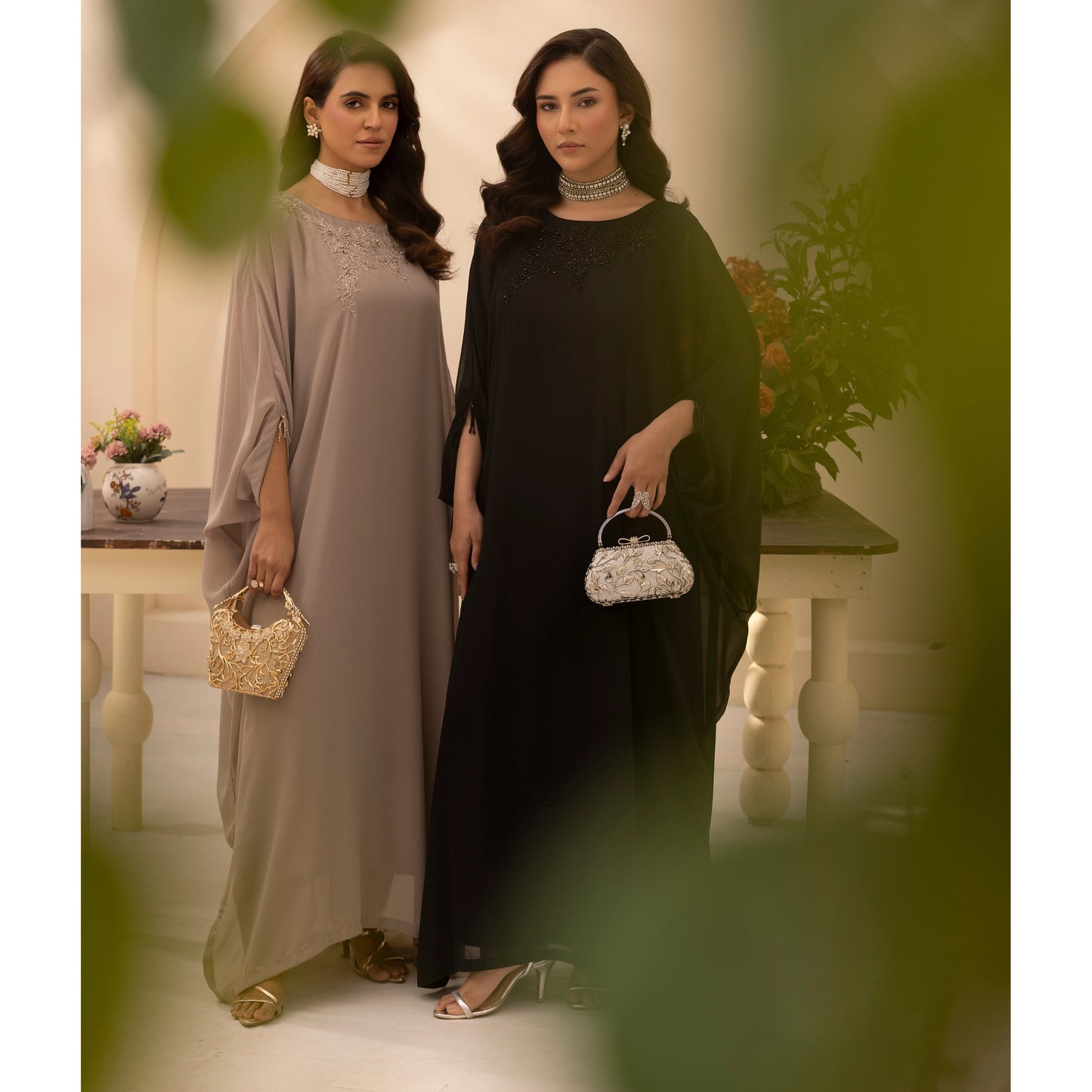 UMS-58 Jeem by Simrans Chiffon Kaftan Dress |Ready to Wear Modest Fashion Asian Clothes