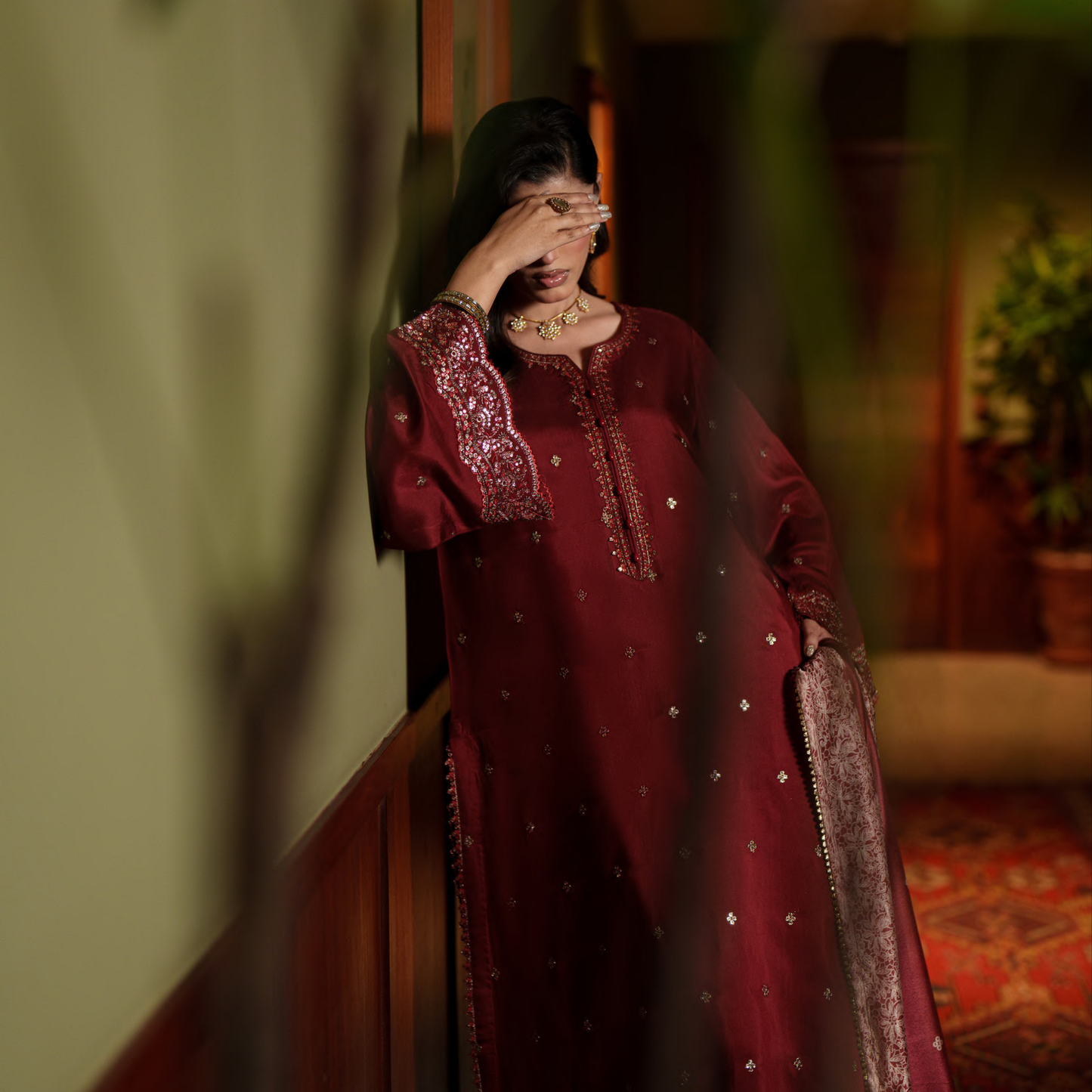 UCA-36 ELARA Festive Embroidered Viscose Dress with Printed Silk Dupatta | Women’s Festive Wear Pakistani Designer Outfit by Casuallite