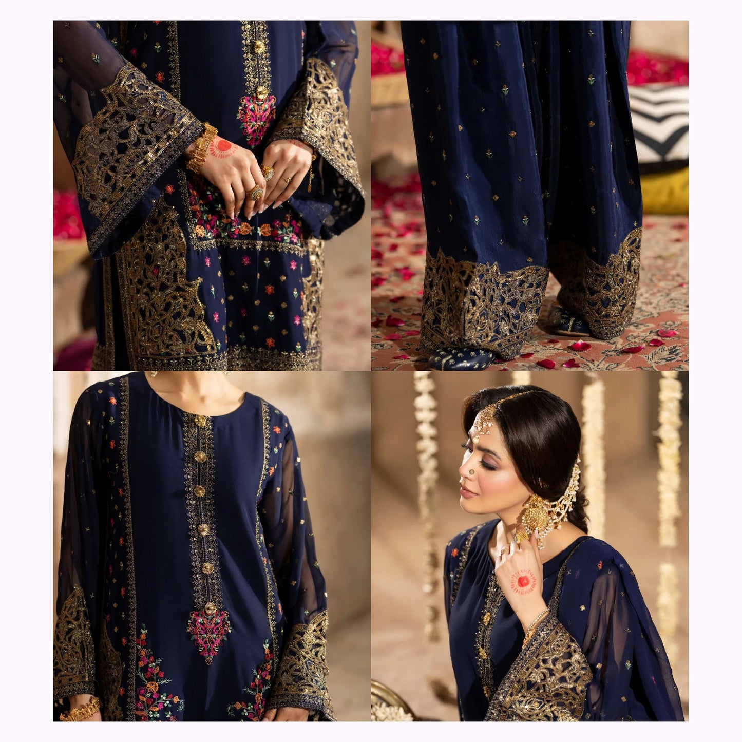 F-521 "Saj Dhaj" Embroidered Georgette Collection by Karma Collection