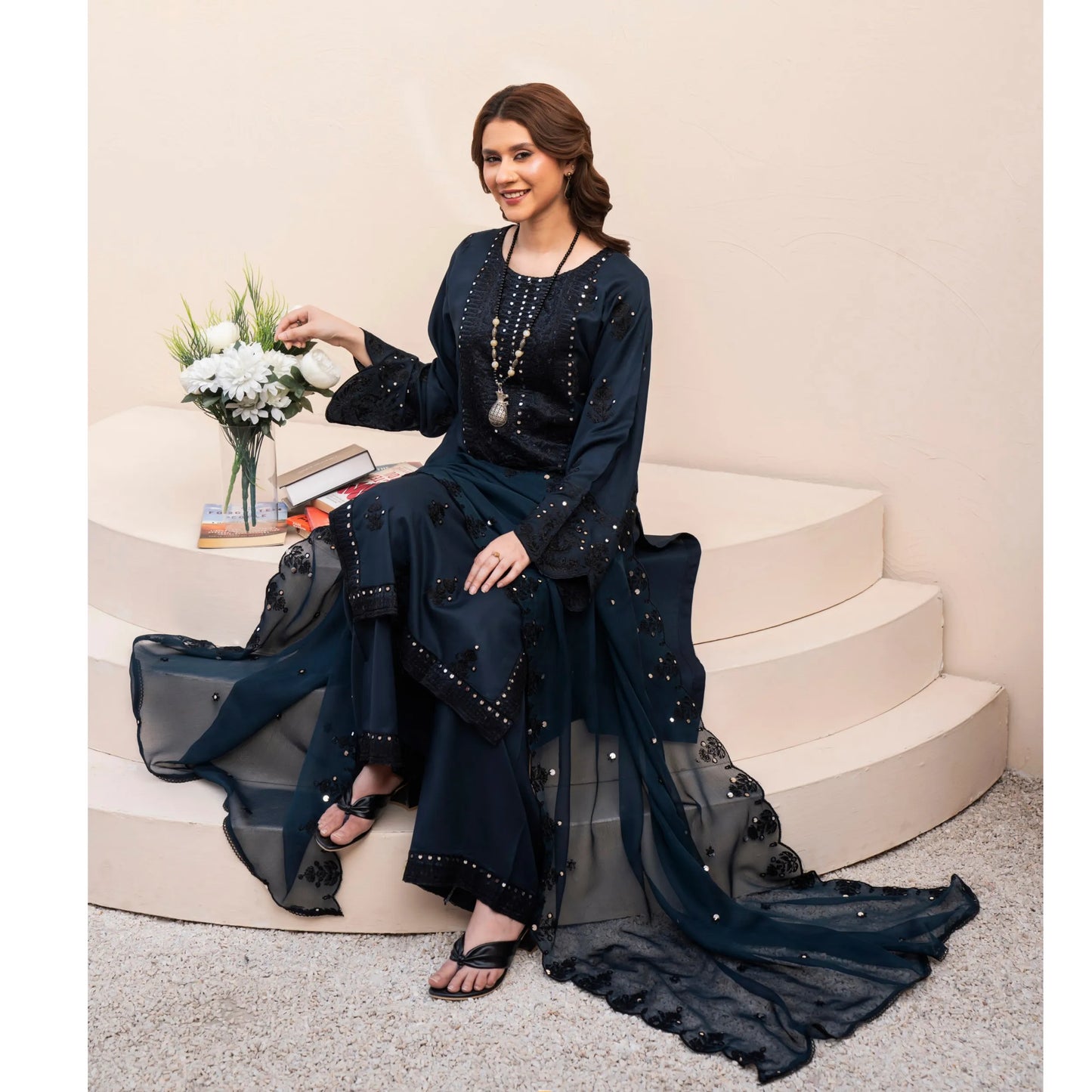 UA-179 Embroidered Linen Festive Collection by Umnaa