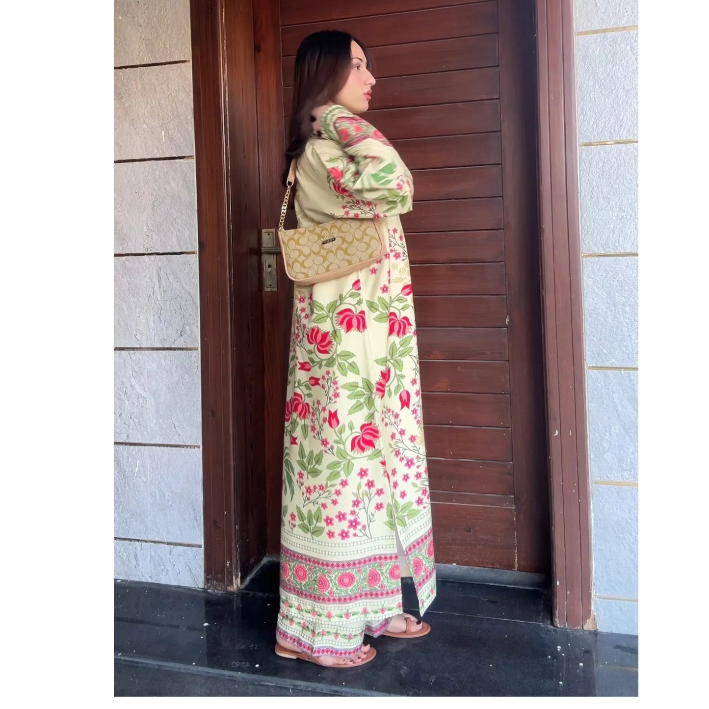 UA-183 Premium Silk Grip 2-Piece Pret – Kaftan Style Printed Co-Ords Set