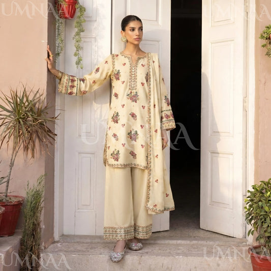 UA-194 Embroidered Cotton Farshi Shalwar Collection by Umnaa | Ready to Wear Pakistani Asian Clothing