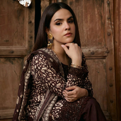UA-198 Embroidered Printed Poly Silk Lawn Collection by Umnaa | Ready to Wear | Asian Clothes