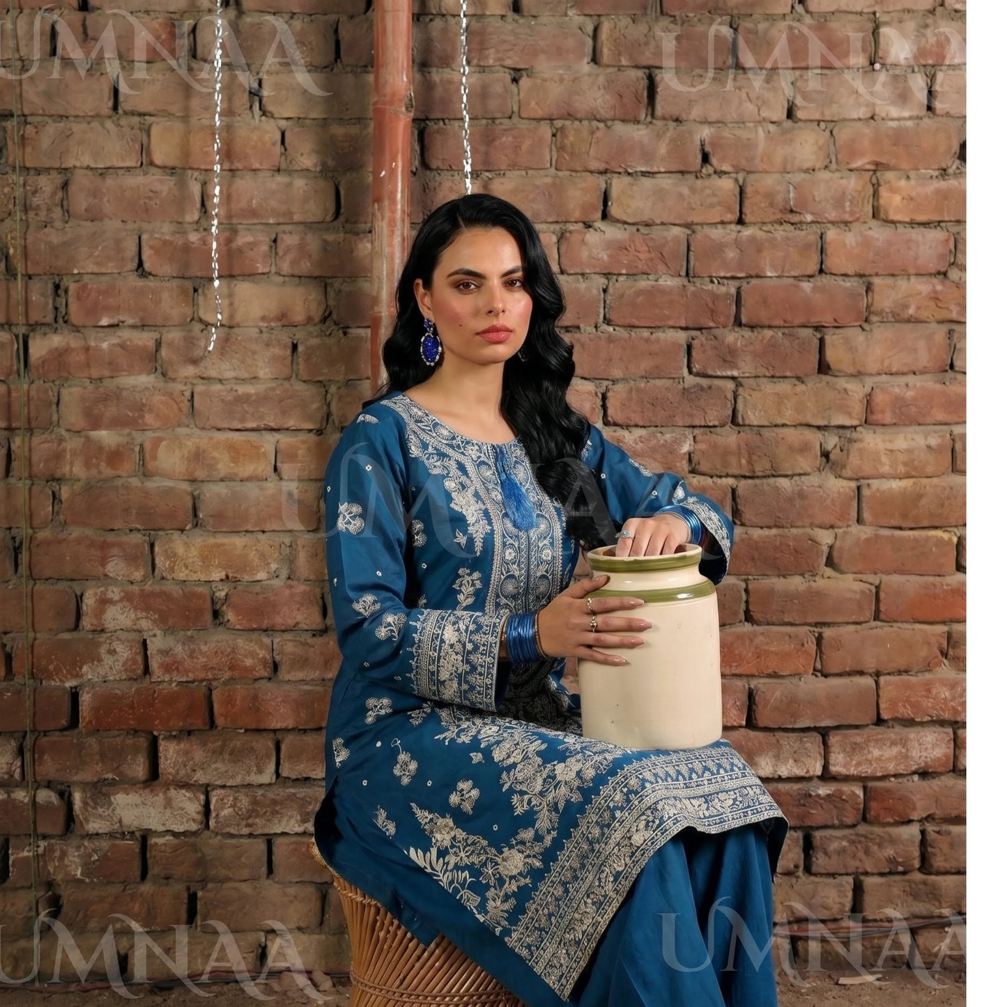 UA-199 Embroidered Cambric Cotton Collection by Umnaa | Ready to Wear Pakistani Asian clothes for women