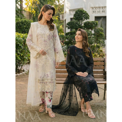 UA-200 Embroidered Chiffon 3-Piece with Printed Lining & Trouser