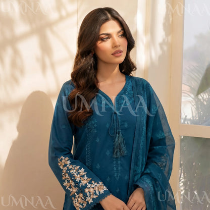 UA-209 Embroidered Cambric Cotton Collection by Umnaa | Ready to Wear Pakistani Asian clothes
