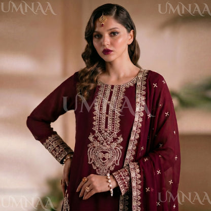 UA-210 Embroidered Chiffon Sharara Festive Collection by umnaa | Ready to Wear Pakistani Asian clothes