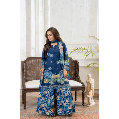UMRZ-61 "Riwayat" by Rangz Embroidered Cotton with poly Lawn Sharara Festive collection| Ready to Wear Pakistani Asian clothes