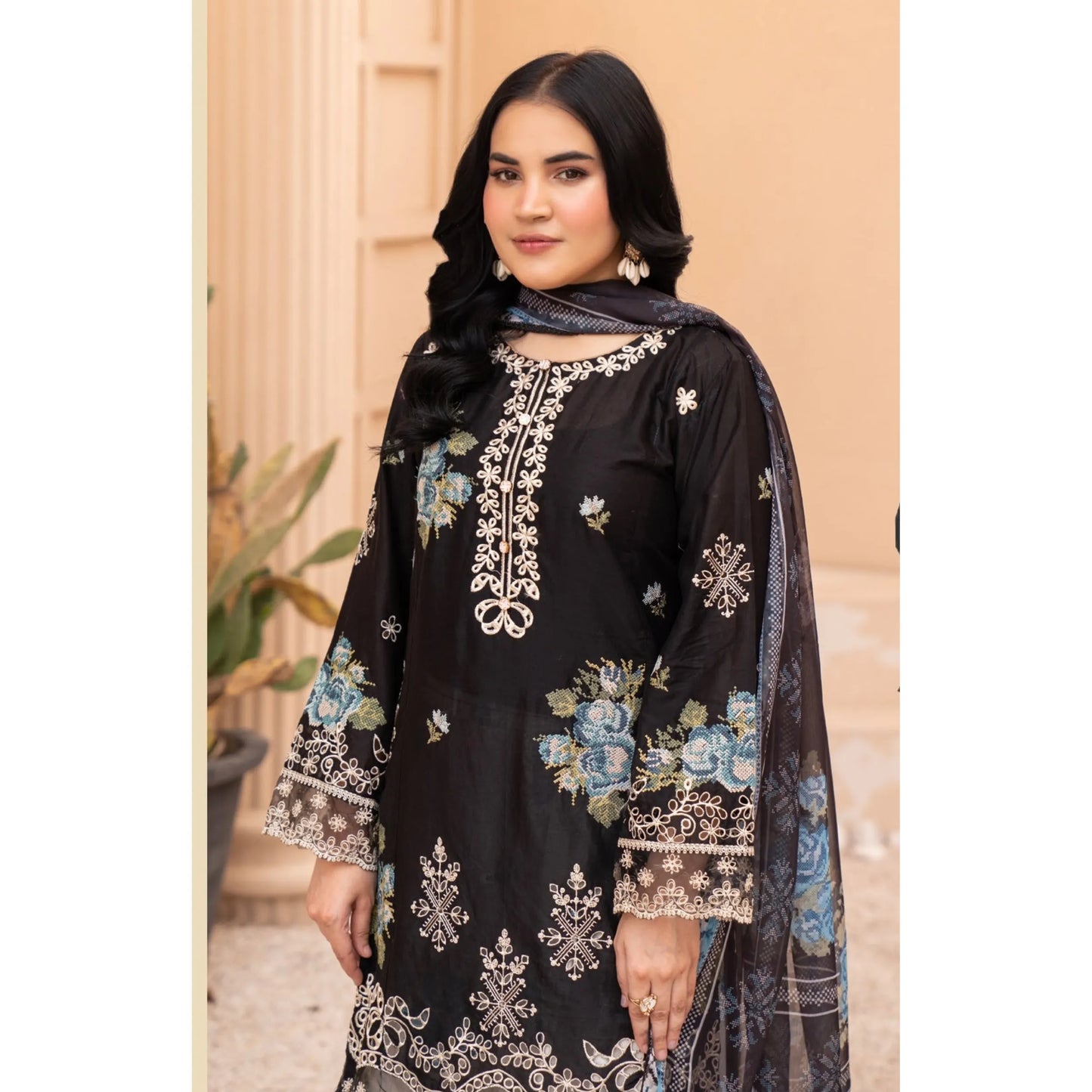 UMRZ-62 "Crimsons" by Rangz Embroidered Cotton with poly Lawn Sharara Festive collection| Ready to Wear Pakistani Asian clothes