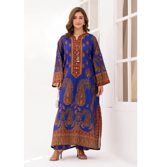 UA-215 " Printed Poly Silk Lawn Kaftan Style Co Ord Set Collection by Umnaa | Ready to Wear Pakistani Asian clothes