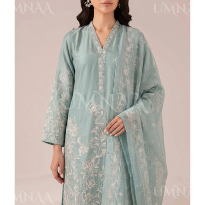 UA-221 Embroidered Cotton Ready to Wear Collection Pakistani Asian Women | 3 Piece Shirt Trouser Duppata by Umnaa