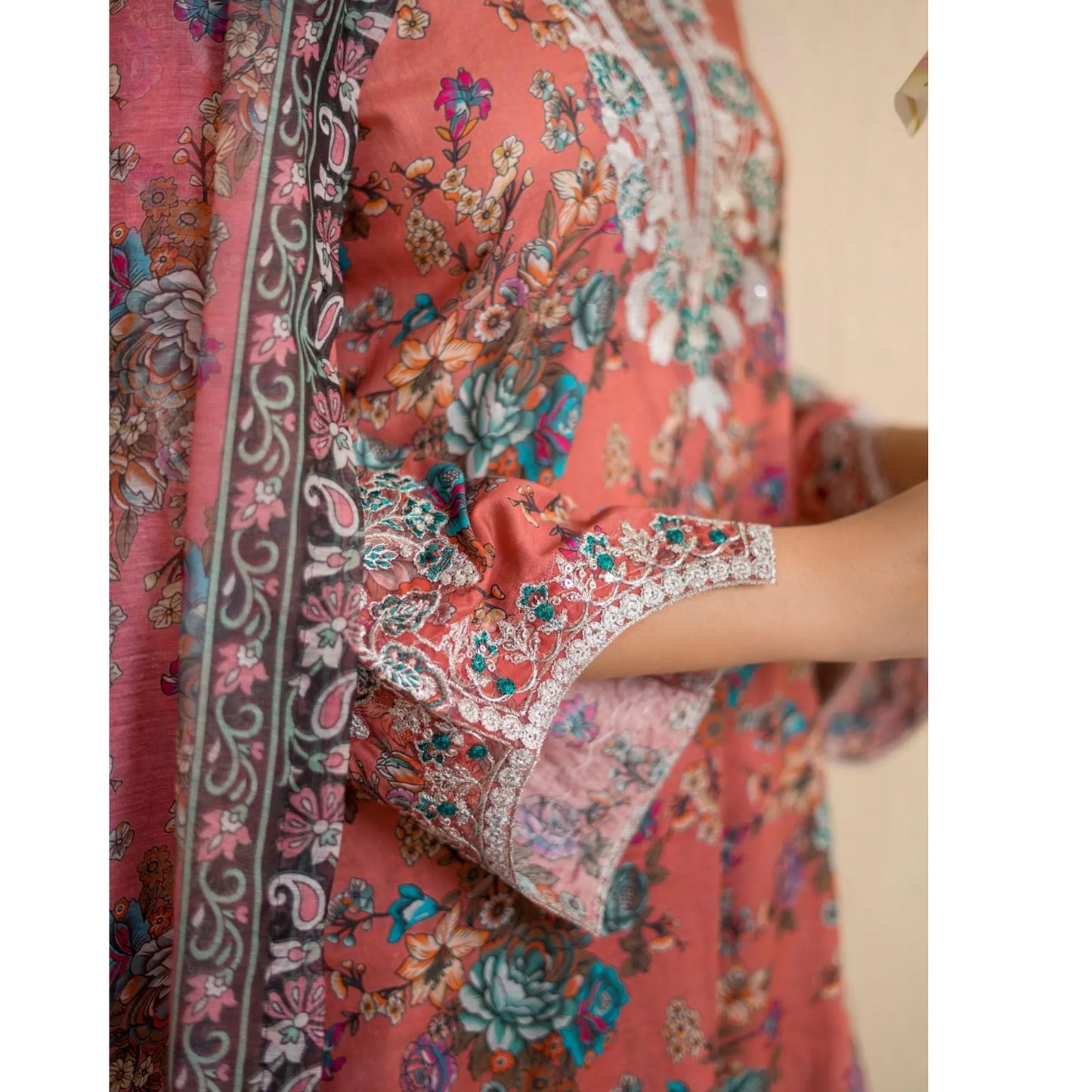 RA-37 Embroidered Printed Lawn Dress with Printed Cotton Silk Dupatta | Women's 3 Piece Summer Suit