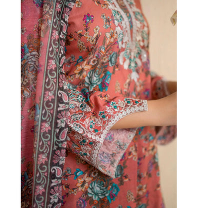 RA-37 Embroidered Printed Lawn Dress with Printed Cotton Silk Dupatta | Women's 3 Piece Summer Suit