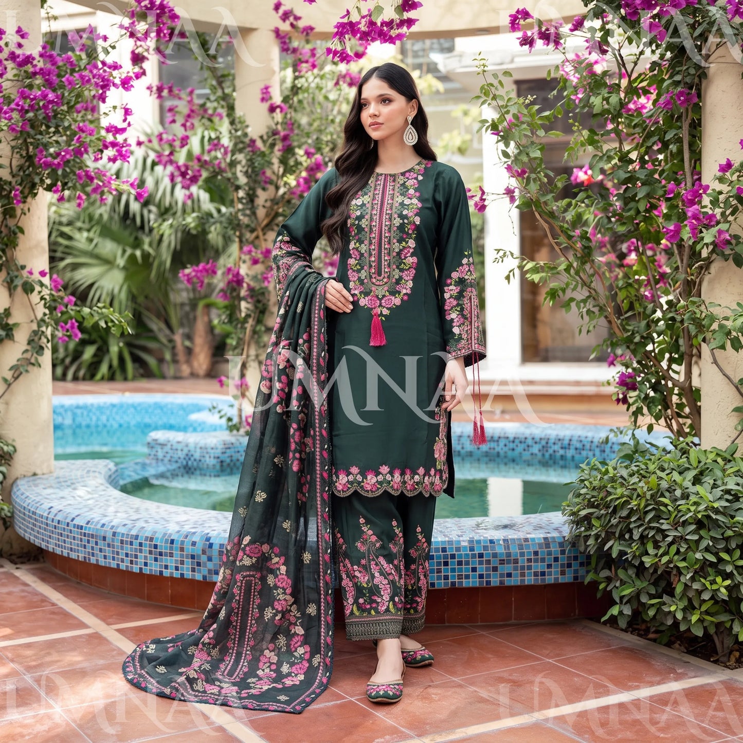 UA-335 Embroidered Viscose 3 Pc Collection Ready to Wear Pakistani Asian clothes by Umnaa