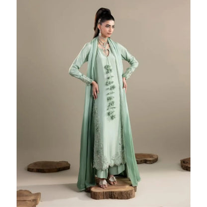 UA-336 Women's Embroidered Raw Silk Dress 3 Piece Festive & Party Wear Suit by Umnaa