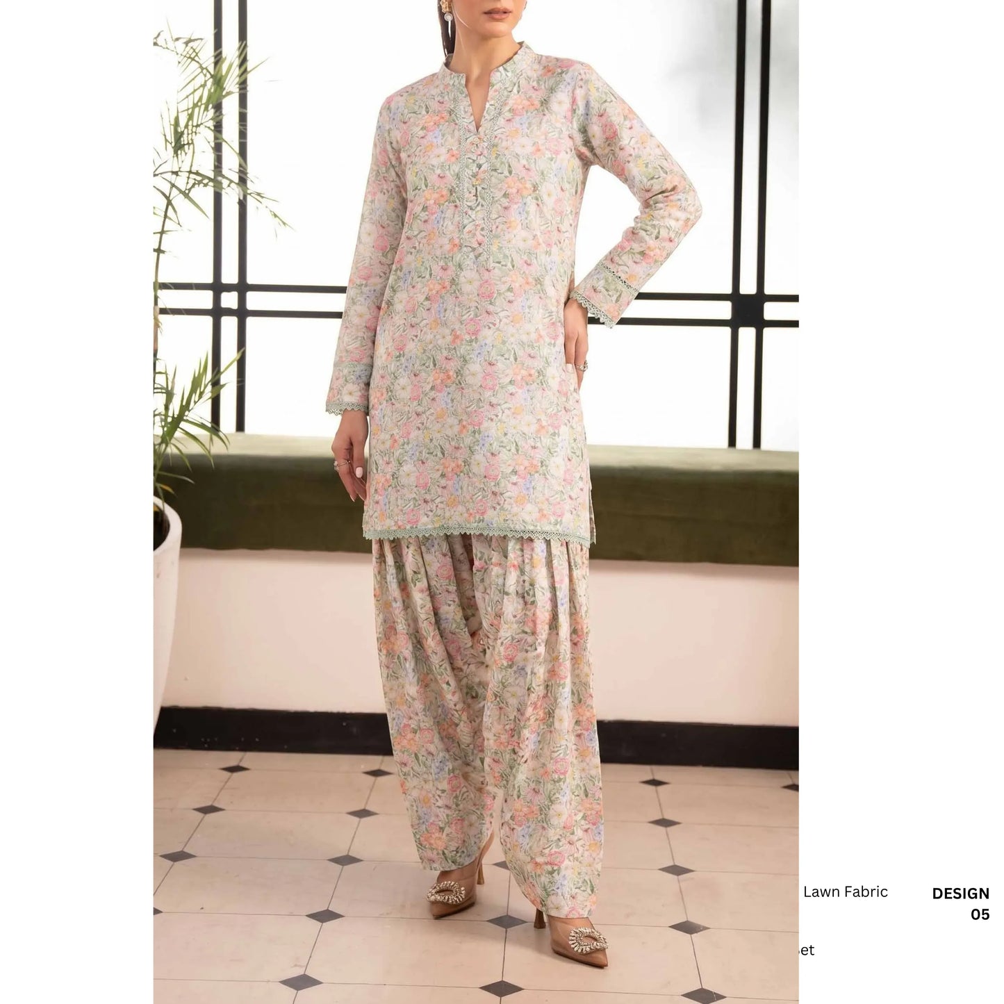 USN-23 Printed Farshi Shalwar Lawn Co-Ord Set | Saphorn