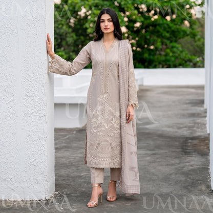 UA-272 Embroidered Cambric Cotton 3 Pc Collection | Umnaa