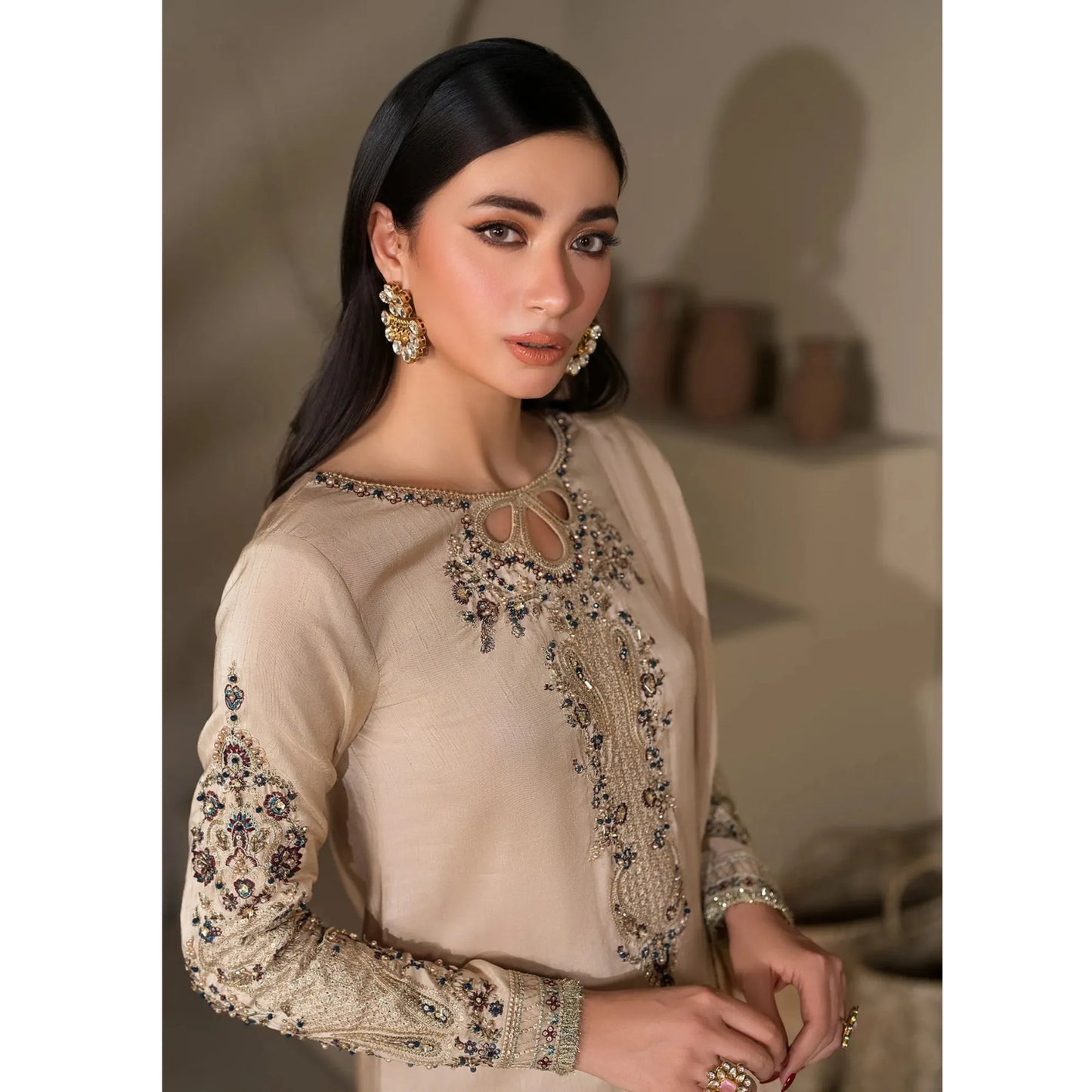 UA-282 Embroidered Raw Silk Luxury Sharara Collection | Umnaa