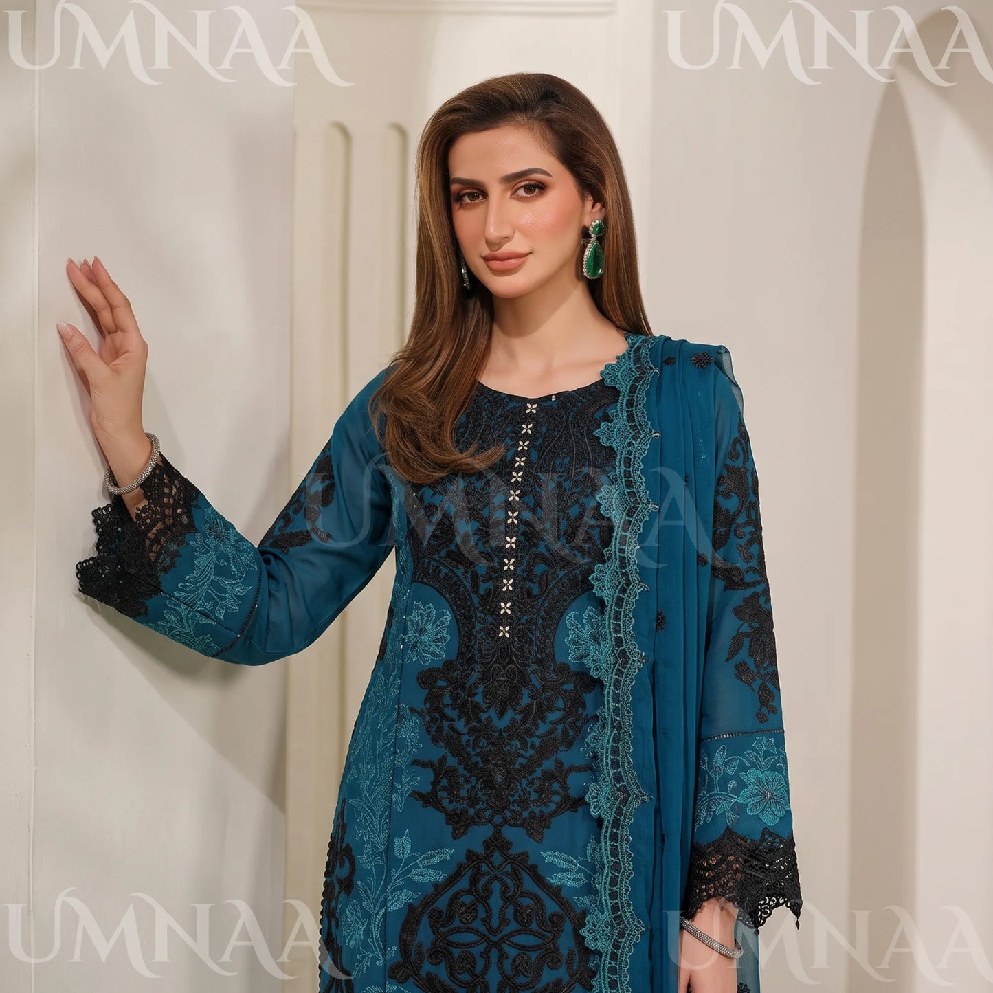 UA-283 Embroidered Chiffon 3 Pc Collection | Umnaa