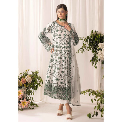 UMS-69 "Aaliya by" Simrans Embroidered Linen frock 3 Pc