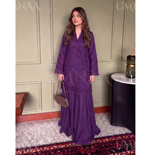 RA-41 Linen Chikankari 2 Piece Sharara | Raniya.h