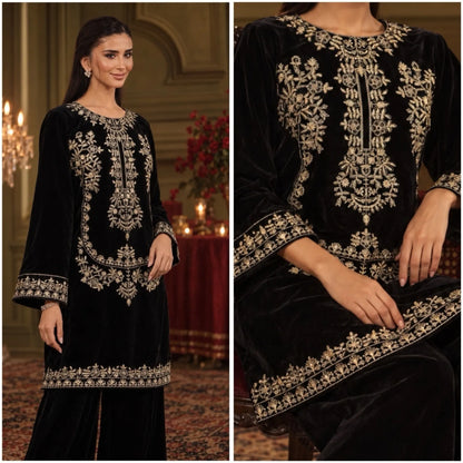 RA-42 Mehr-e-Noor Luxury Velvet Co-Ords | Raniya.h
