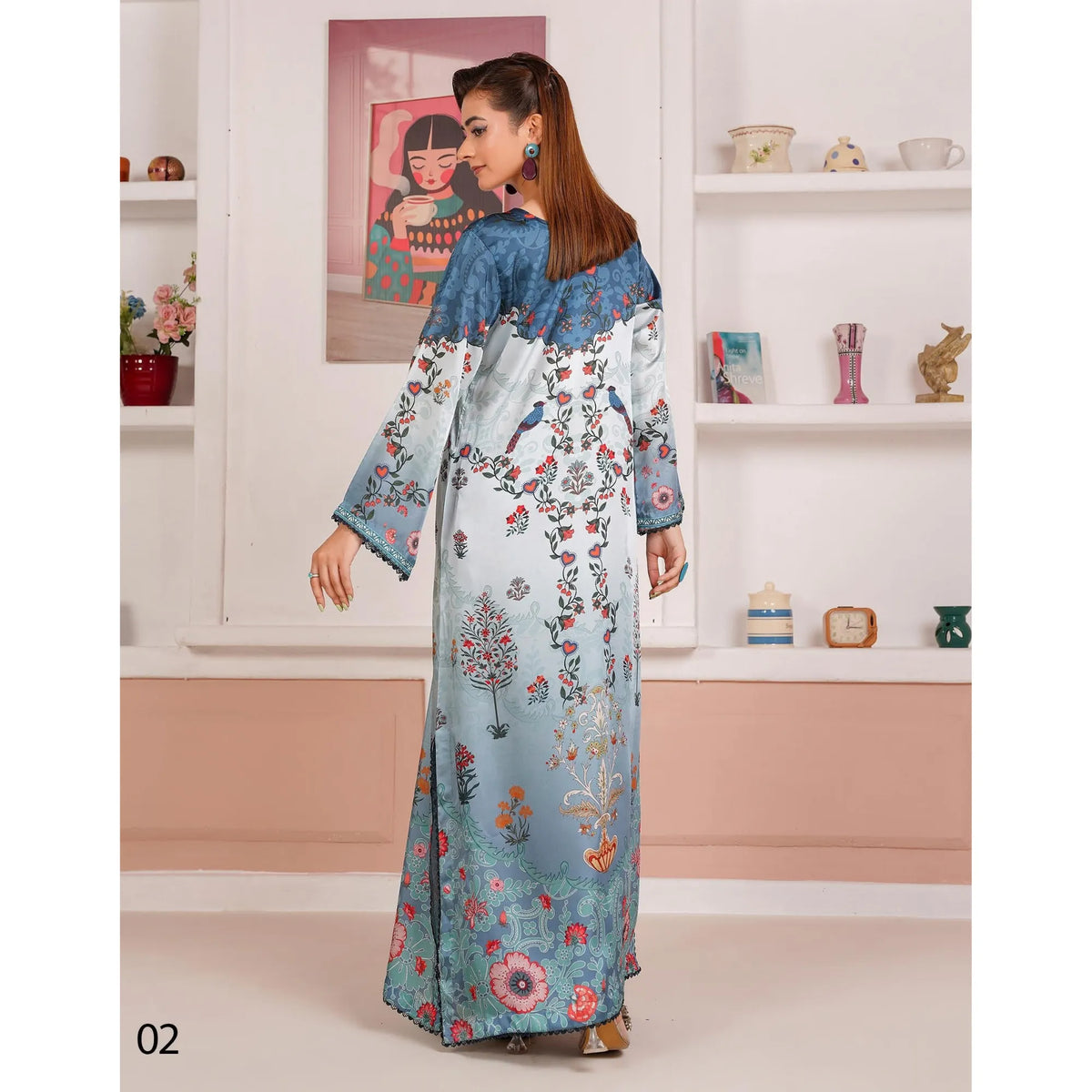 UA-312 Printed Shamooz Silk Printed Kaftan Style Co-Ord Set| Umnaa