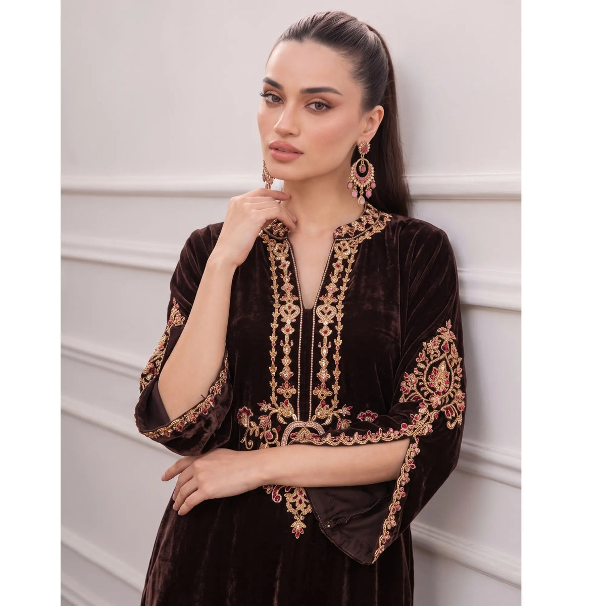 UA-316 Luxury Velvet Kaftan Style Co-Ord Set | Umnna
