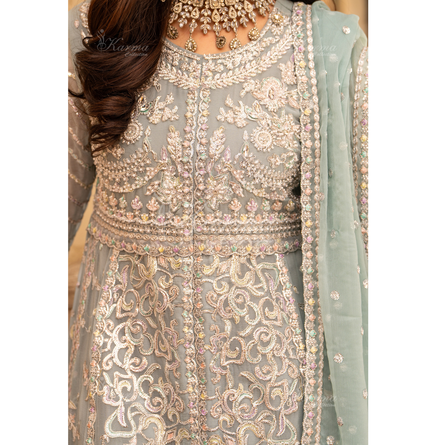 Luxury Embroidered Chiffon Party wear dress  | Wedding Collection | karma Collection | UMKC01201