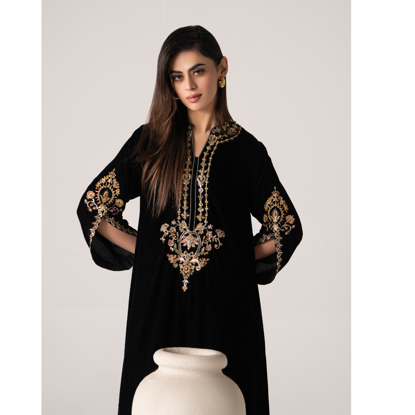 RA-26 Velvet Kaftan Dress Collection| Embroidered 1 Piece Festive Wear