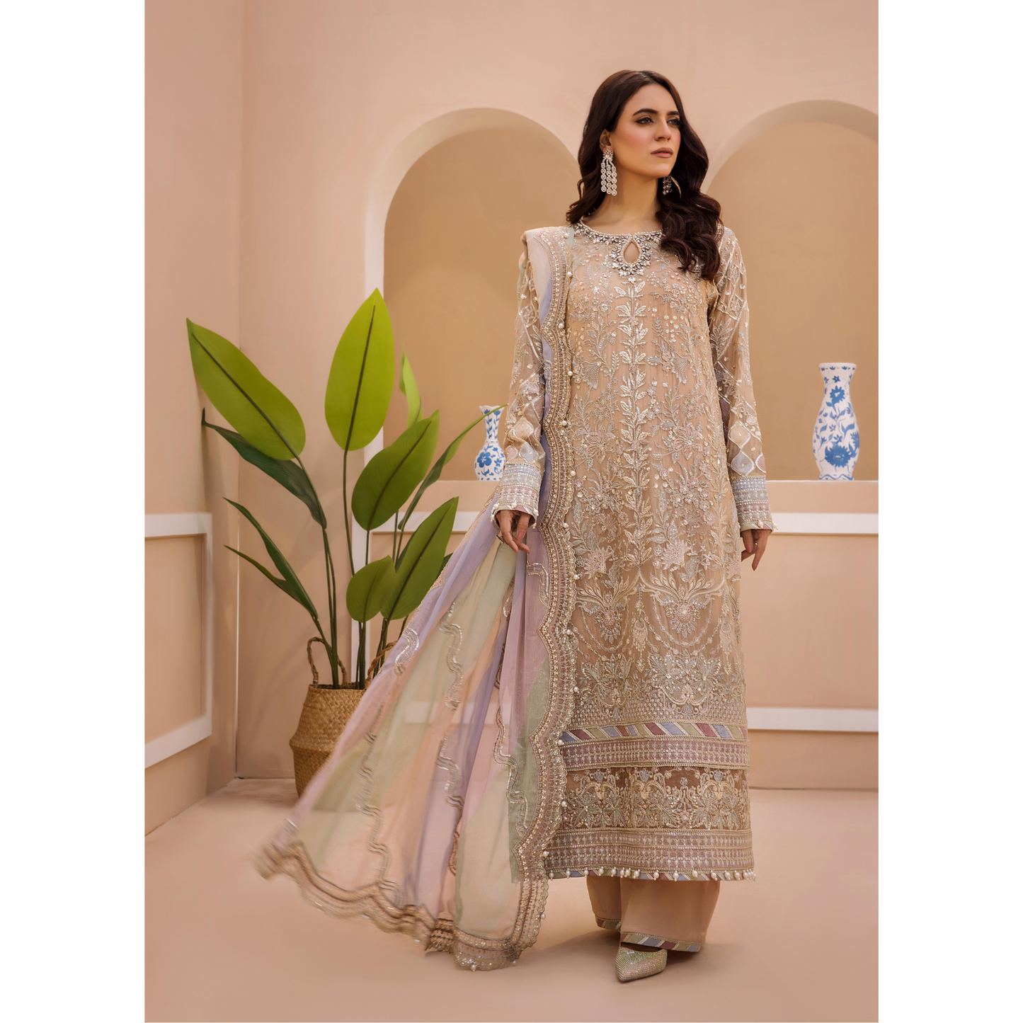 UTT-10 "Chantelle" Embroidered Chiffon Festive Collection by Traditional Thread