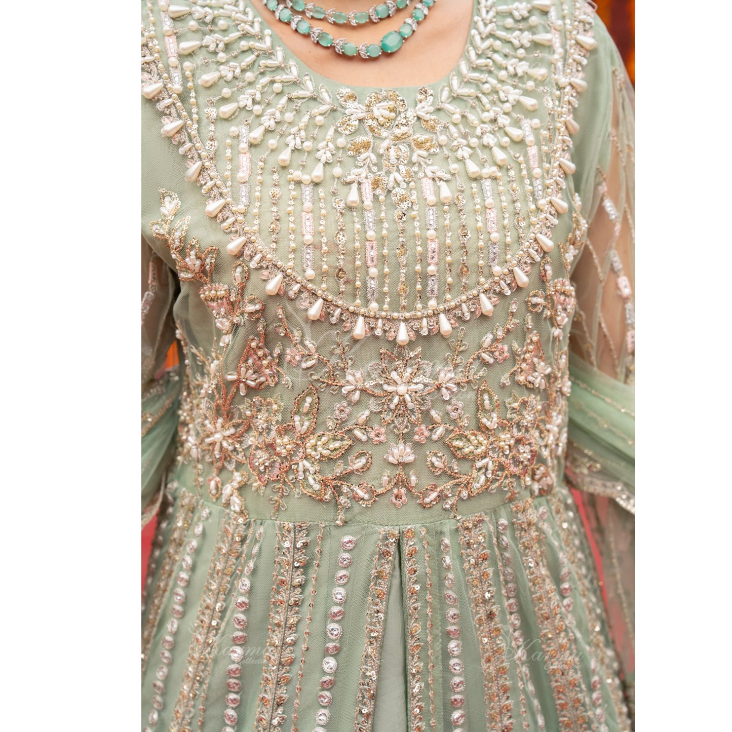 Luxury Embroidered soft Net long Maxi | Wedding Collection | karma Collection | UMKC01301