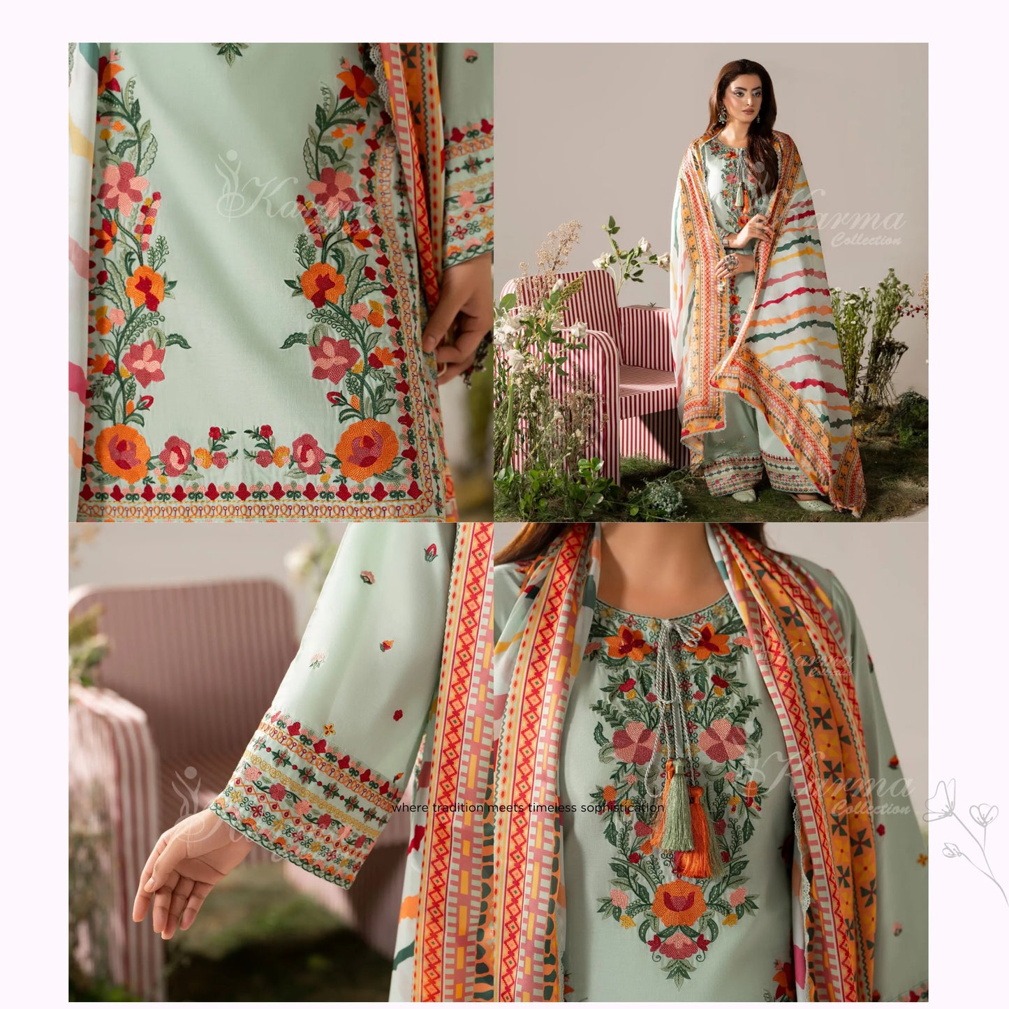 KC-1581 "AYRA" Embroidered Cambric Cotton Collection by Karma Collection