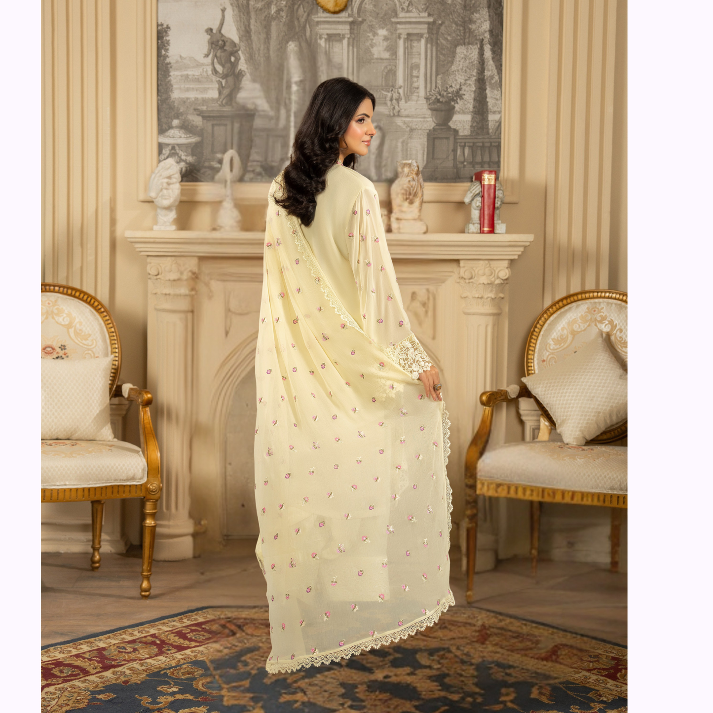 F-464 Embroidered Georgette Farshi Shalwar Collection by karma Collection
