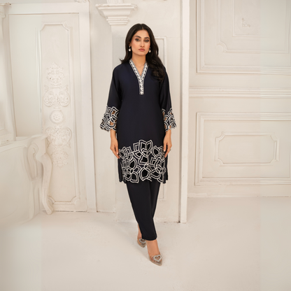 UA-55 Embroidered Viscose Linen 2 Pc Pakistani Co Ord Set Dress | UMNAA