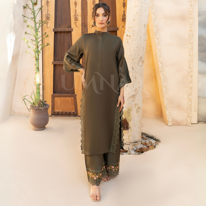 UA-58 Embroidered Viscose Linen 2 Pc Pakistani Co Ord Set Dress | UMNAA