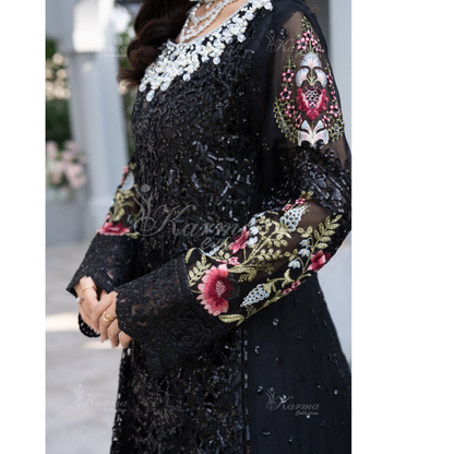 Luxury Embroidered Chiffon long Maxi with chiffon duppata  | Wedding Collection | karma Collection | UMKC01101