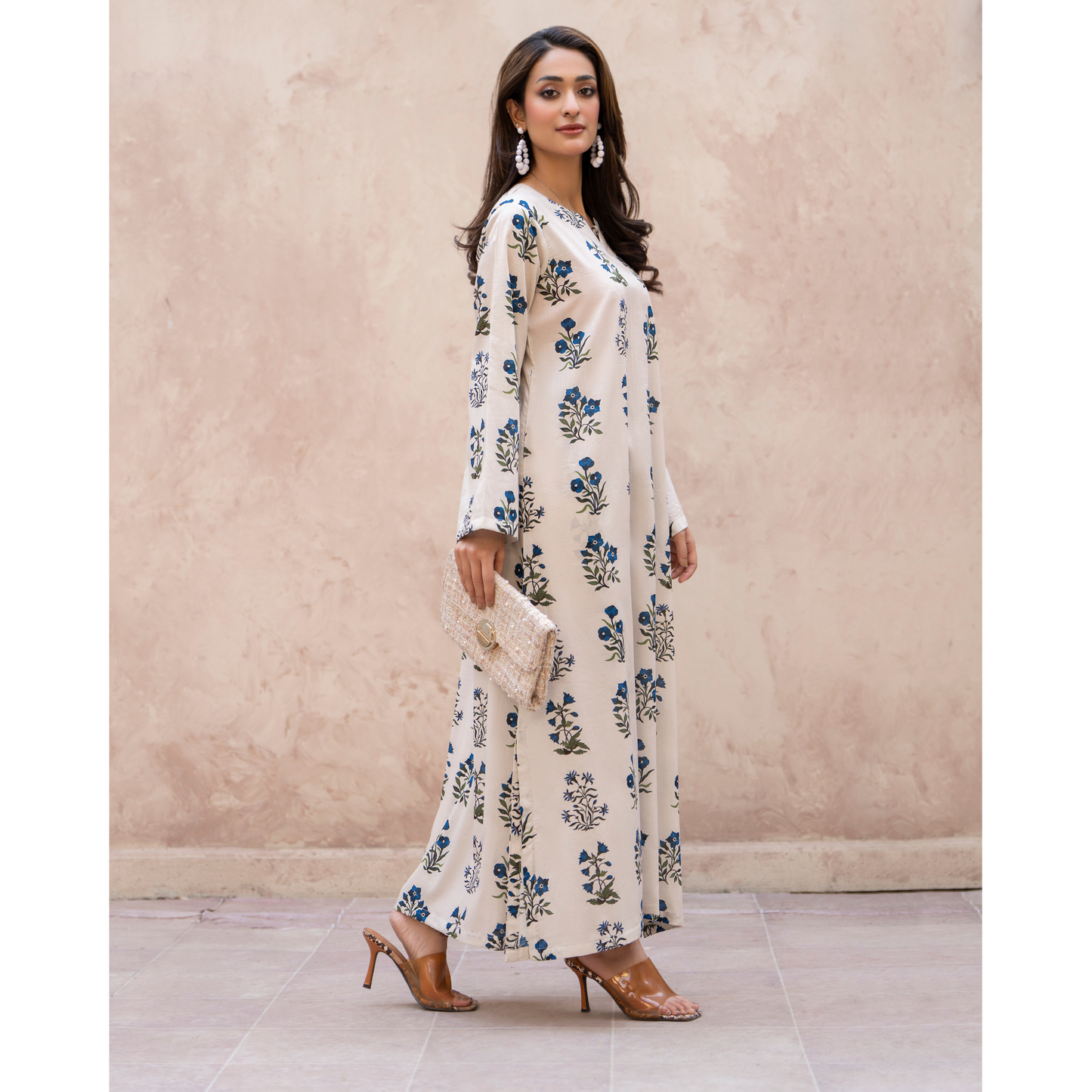 RA-34 Embroidered Lawn Kaftan Style and Short Farshi Shalwar 2 Piece Casual Summer Collection by Raniya.h