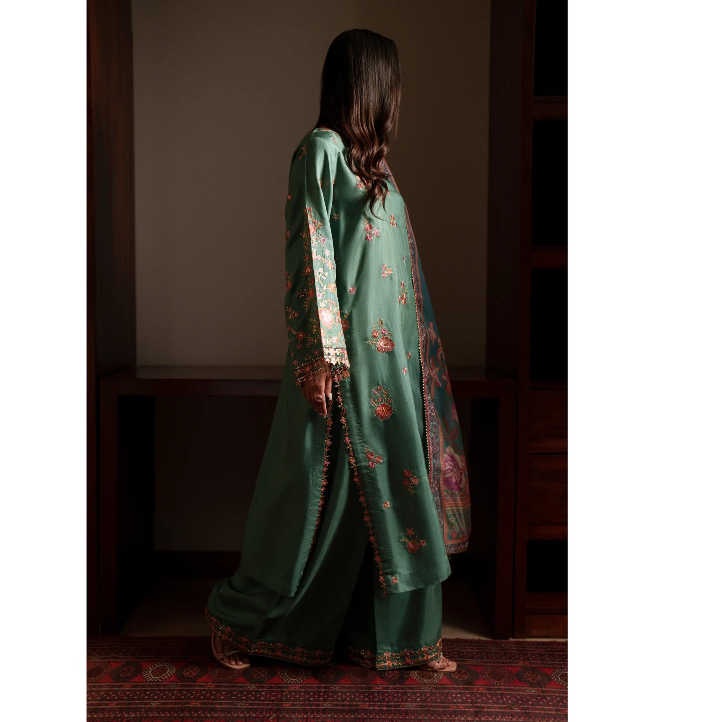 UCA-37 EALA Festive Embroidered Viscose Dress with Printed Silk Dupatta | Women’s Festive Wear Pakistani Designer Outfit by Casuallite