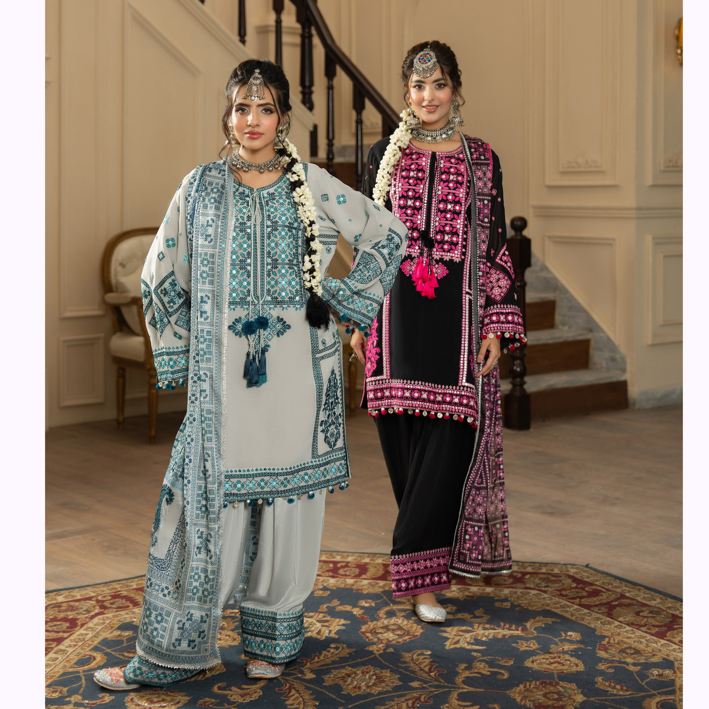 F-470 Embroidered Georgette Farshi Shalwar Collection by karma Collection