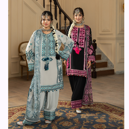 F-470 Embroidered Georgette Farshi Shalwar Collection by karma Collection