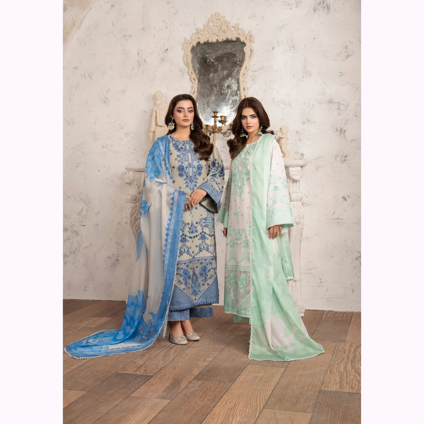 KC-1571 "Tabeer" Embroidered Festive Cambric Cotton Collection by Karma Collection