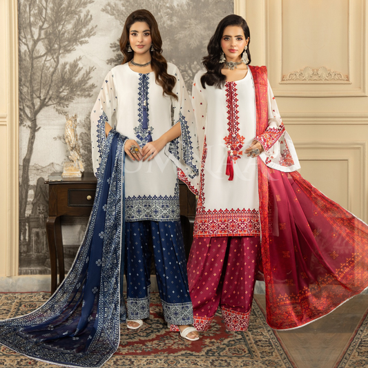 F-463 Embroidered Georgette Farshi Shalwar Collection by karma Collection