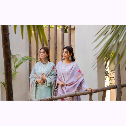 KC-1444 Embroidered Cambric Cotton Farshi Shalwar Ready to Wear 3 Pc - Karma Collection