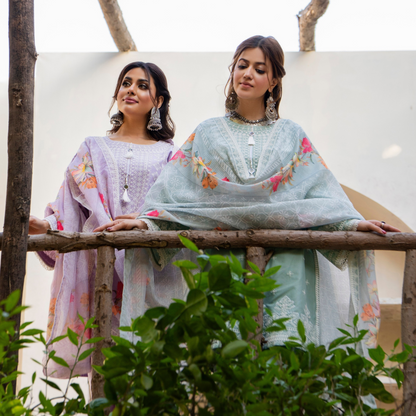 KC-1444 Embroidered Cambric Cotton Farshi Shalwar Ready to Wear 3 Pc - Karma Collection