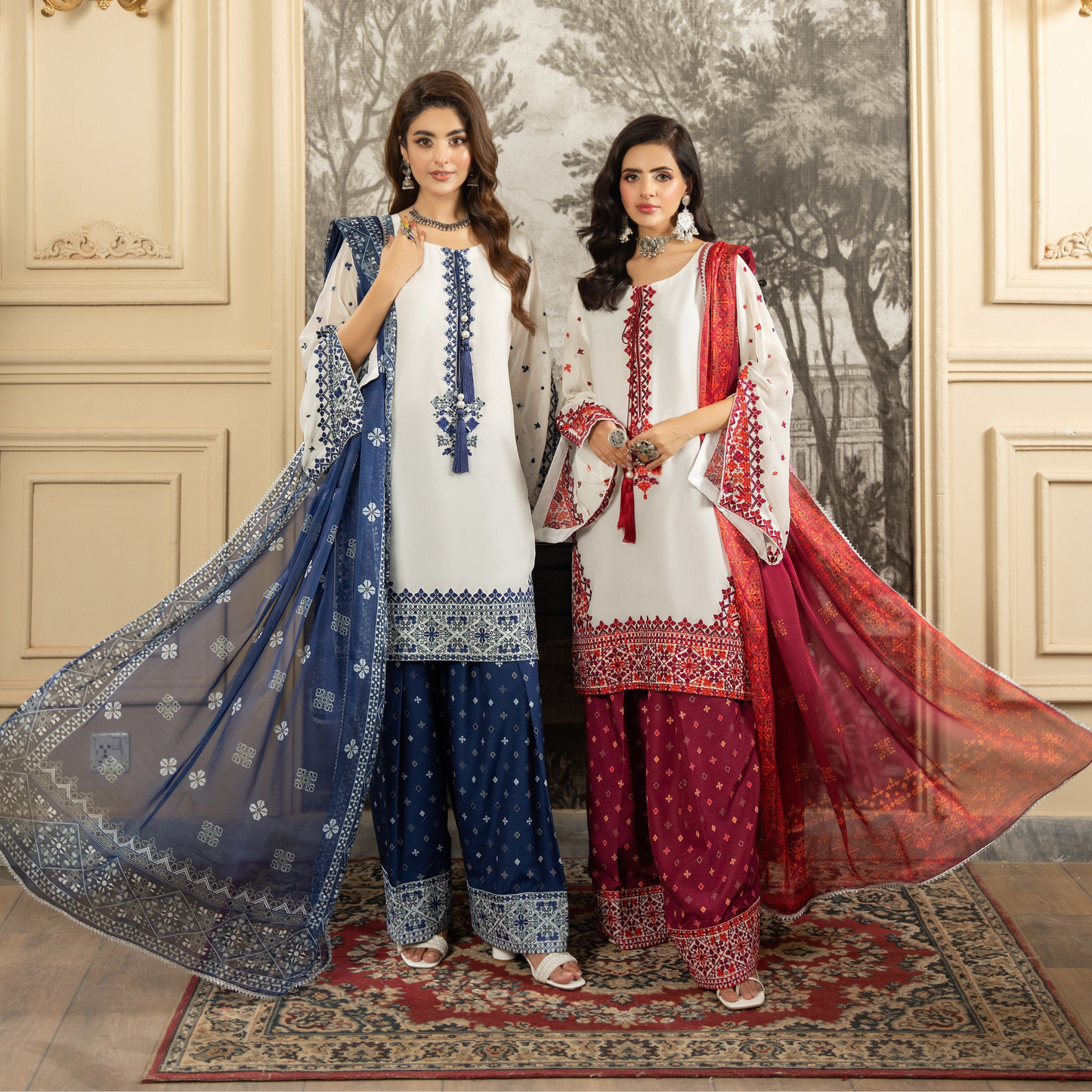 F-463 Embroidered Georgette Farshi Shalwar Collection by karma Collection